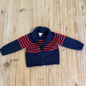 Janie and Jack Navy Cardigan with Red Stripes